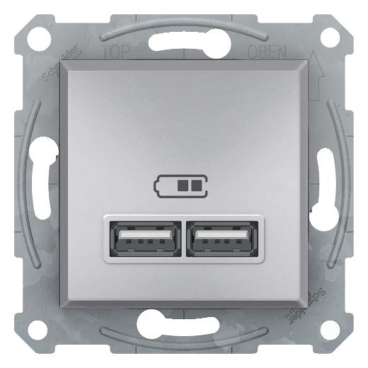 Asfora chargeur USB 2,1A aluminium