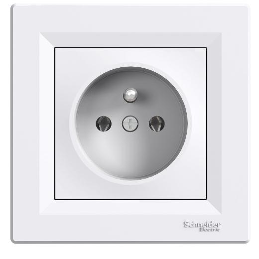 Asfora - single socket outlet with pin earth - 16A white