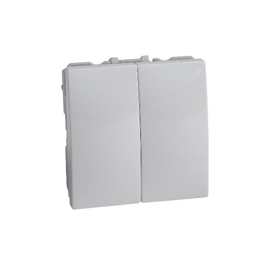 Unica - rocker switch - 2x1-way - 10 AX 250 VAC - 2 m - white