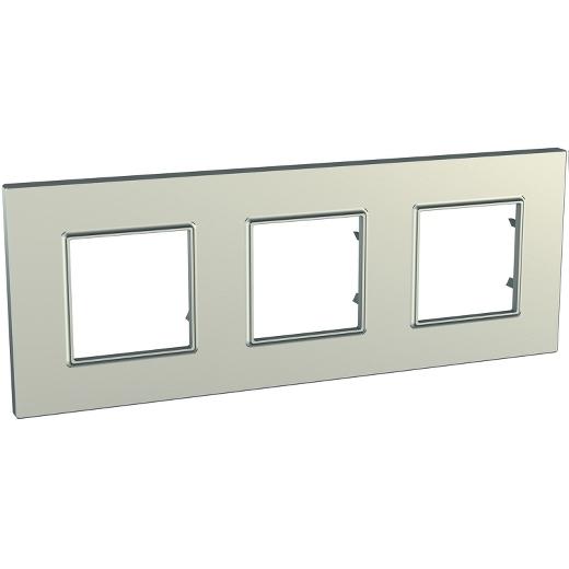 Unica Quadro Metallized - cover frame - 3 gangs, H71/V71 - titanium