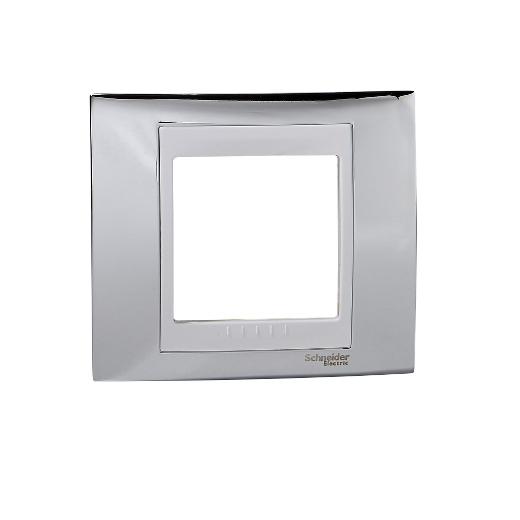Unica Plus - cover frame - 1 gang - bright chrome/white