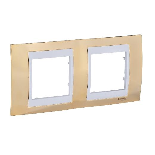 Unica Plus - cover frame - 2 gangs, H71 - gold/white