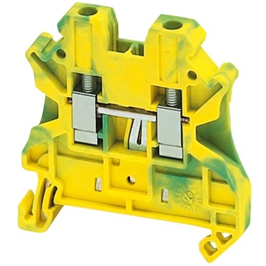 Borne à vis - pour conducteur de protection - 2 points 4mm² - vert/jaune