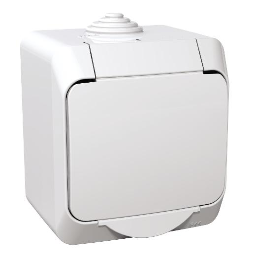 Cedar Plus - single socket outlet sideE - 16A, shutters, white